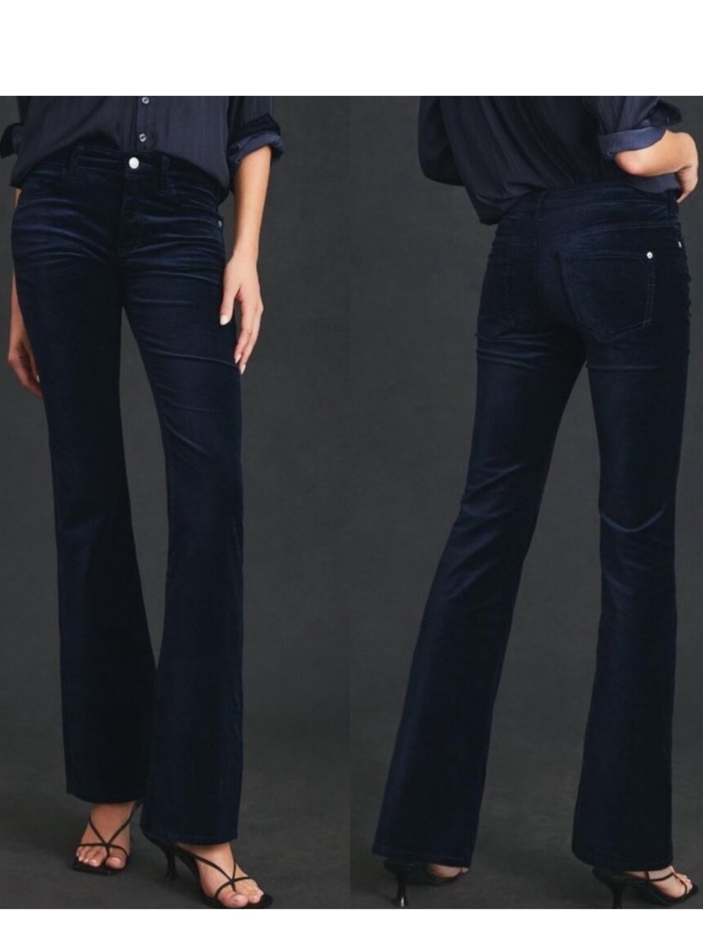 Anthropologie Pilcro The Demilune Boot Velvet Pant Navy 28